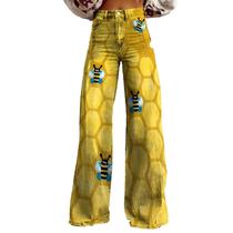 Calças Palazzo LUFHBEHB femininas com estampa floral boho de cintura alta