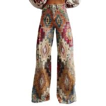 Calças Palazzo LUFHBEHB femininas com estampa floral boho de cintura alta