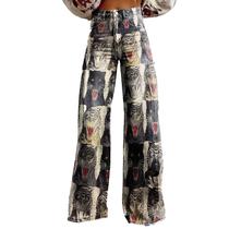 Calças Palazzo LUFHBEHB femininas com estampa floral boho de cintura alta