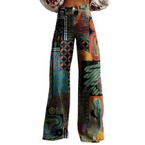 Calças Palazzo LUFHBEHB femininas com estampa floral boho de cintura alta