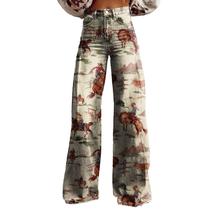 Calças Palazzo LUFHBEHB femininas com estampa floral boho de cintura alta