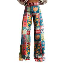 Calças Palazzo LUFHBEHB femininas com estampa floral boho de cintura alta