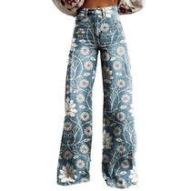 Calças Palazzo LUFHBEHB femininas com estampa floral boho de cintura alta