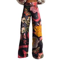 Calças Palazzo LUFHBEHB femininas com estampa floral boho de cintura alta Calças Palazzo LUFHBEHB femininas com estampa floral boho de cintura alta