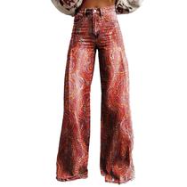 Calças Palazzo LUFHBEHB femininas com estampa floral boho de cintura alta