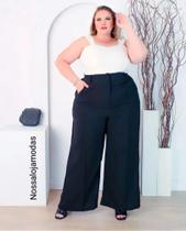 Calças pantalona em tecido Duna forrado