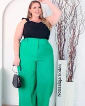 Calças pantalona em tecido Duna