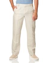 Calças Perry Ellis, vestido masculino de linho Essentials, natural, 38 L x 30 L