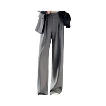Calças Pretas De Cintura Alta E Perna Larga Estilo Coreano Para Mulheres, Moda De Escritório, Calças Calças Pretas De Cintura Alta E Perna Larga Estilo Coreano Para Mulheres, Moda De Escritório, Calças