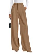 Calças PRETTYGARDEN 2025 Pantalona Cintura Alta Caqui XL