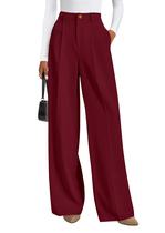Calças PRETTYGARDEN 2025 Pantalona Cintura Alta Vinho XL