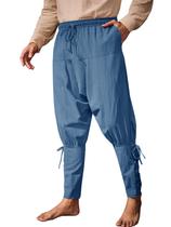 Calças Runcati Medieval com faixa no tornozelo Pirata Viking Masculina de Algodão Calças Runcati Medieval com faixa no tornozelo Pirata Viking Masculina de Algodão