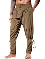 Calças Runcati Medieval Renaissance Viking Pirate Linen Brown Calças Runcati Medieval Renaissance Viking Pirate Linen Brown