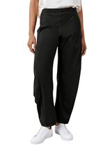 Calças SeekMe de algodão e linho femininas Barrel Leg Palazzo Black