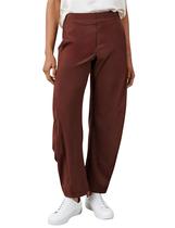 Calças SeekMe de algodão e linho femininas Barrel Leg Palazzo Rust XL Calças SeekMe de algodão e linho femininas Barrel Leg Palazzo Rust XL