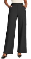 Calças sociais IUGA Wide Leg Pull On Work para mulheres pretas Calças sociais IUGA Wide Leg Pull On Work para mulheres pretas