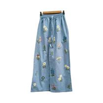 Calças Soltas Casuais Com Estampa Floral Vintage, Cintura Elástica, Para Mulheres, Calças Longas