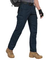Calças táticas Zoofly Ripstop Cargo Work 9 bolsos masculinas azul-marinho
