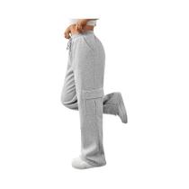 Calças Térmicas Femininas Com Forro E Cordão, Confortáveis E Casuais, Com Bolsos Laterais Para Calças Térmicas Femininas Com Forro E Cordão, Confortáveis E Casuais, Com Bolsos Laterais Para