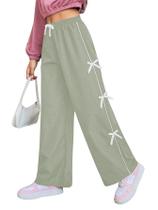 Calças Track Pants WDIRARA, com laço lateral, cintura larga, 7Y