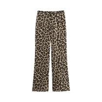 Calças Vintage De Cintura Alta Com Estampa De Leopardo Para Mulheres, Moda De Verão, Calças Com