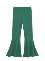 Calças WDIRARA Girl's Flare de cintura alta, elástico, verde Calças WDIRARA Girl's Flare de cintura alta, elástico, verde