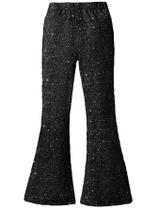 Calças WDIRARA Girl's Glitter Elastic Waist Flare Black 14Y