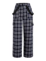 Calças WDIRARA Tartan com estampa xadrez, cintura elástica, perna reta