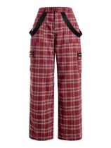 Calças WDIRARA Tartan com estampa xadrez, cintura elástica, perna reta