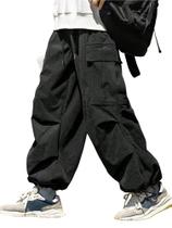 Calças ZAFUL Flat Pocket Parachute para homens e mulheres pretas S