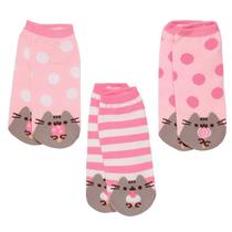 Calcetas para Dama Pusheen Pack de 3 Pares Talla 6-10 Rosas con Lunares