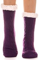 Calcetines Pantufla Para Mujer EBMORE Morado Peludo Cálido y Agradable con Forro de Forro Polar