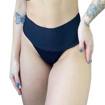 Calcinha Avulsa Hot Pants Faixa Canelado Mônaco Preto