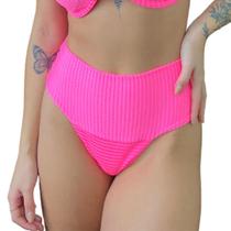 Calcinha Avulsa Hot Pants Faixa Canelado Mônaco Rosa