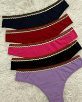 Calcinha Básica Fio Dental Tipo Fio Duplo em Lycra na Poliamida com Elástico Trançado - Babalu - MP190001