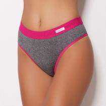 Calcinha Básica Tecido Mescla com viés colorido - Calcinha Tayla