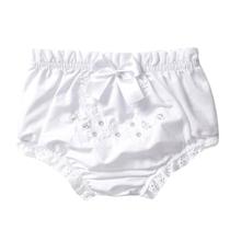 Calcinha Bebê Batizado Algodão Bordada Floral Papilloo