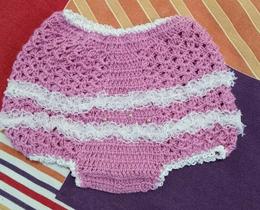 Calcinha Bebê Crochê e Renda Tamanho Único