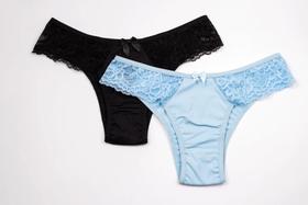 CALCINHA BIQUÍNI COM RENDA CORES PRETO OU AZUL Tamanhos P, M, G