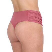 Calcinha biquini fio dental cintura alta borboleta larga drapeada proteção UV+50