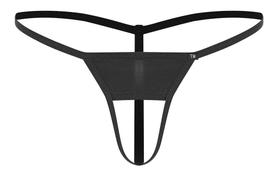Calcinha Biquíni Fio Dental Micro Triângulo com Abertura Frontal Preta