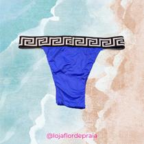 Calcinha Biquíni Lista Geométrica Azul - Flor de Praia