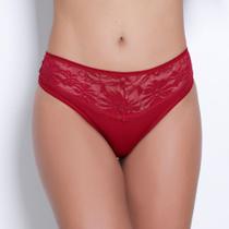Calcinha Biquíni Microfibra e Renda Cor:RubiTamanho:P