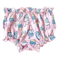 Calcinha Biquíni Porta Fralda Bebê Proteção UV 50+ Sorvetes Rosa Tip Top