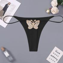 Calcinha Borboleta Fio Dental Bordado Sexy Sensual Conforto Lingerie Intima Luxo Envio Imediato PRETO Calcinha Borboleta Fio Dental Bordado Sexy Sensual Conforto Lingerie Intima Luxo Envio Imediato PRETO