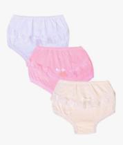 Calcinha Brando Infantil Com Renda e Aplique 21 Kit C/3 Calcinha Brando Infantil Com Renda e Aplique 21 Kit C/3
