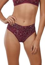 Calcinha Calça Cavada Olimpo DeMillus 26639 Estampa Exclusiva Em Elastano Cor Vinho Tamanhos P ao XG