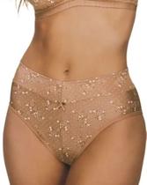 Calcinha Calça Cavada Sunflower DeMillus 56729 Estampa Exclusiva Em Elastano Bege Tamanhos P ao XG