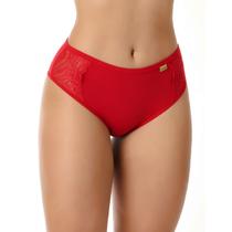 Calcinha Calçola Helena kit com 3 modelo cintura alta confortável com detalhe de renda
