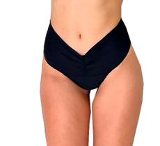 Calcinha Cintura Alta Biquíni Com Cós Alto Franzido